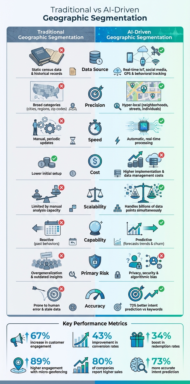 Traditional vs AI-Driven Geographic Segmentation: Key Differences and Performance Metrics