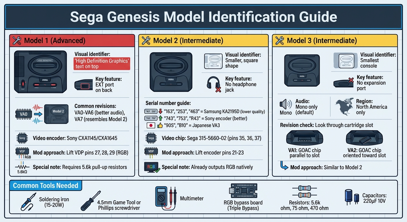 Sega Genesis Model Comparison Guide for RGB Modding