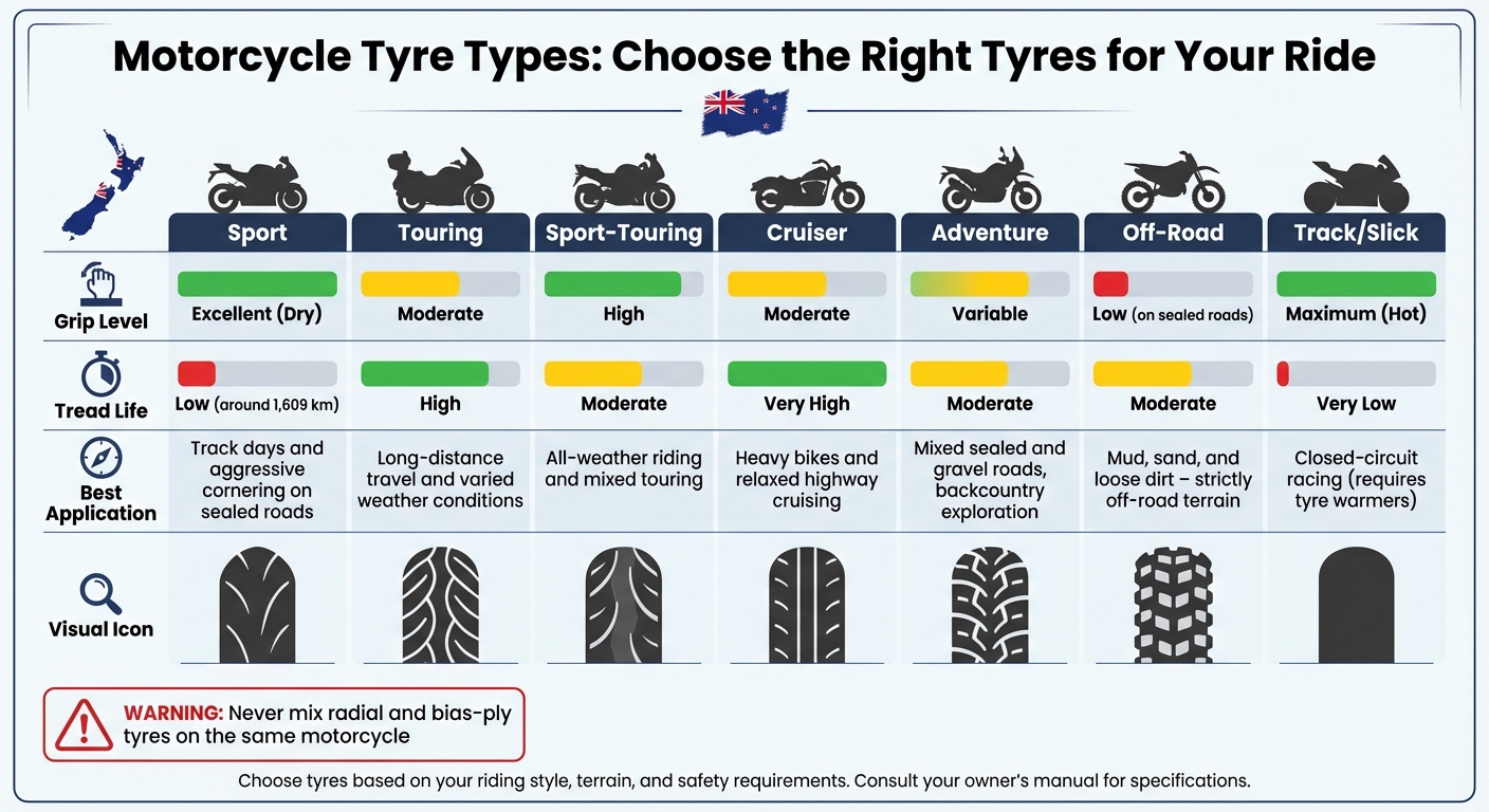 Motorcycle Tyre Types Comparison Guide: Grip, Lifespan and Best Use Cases