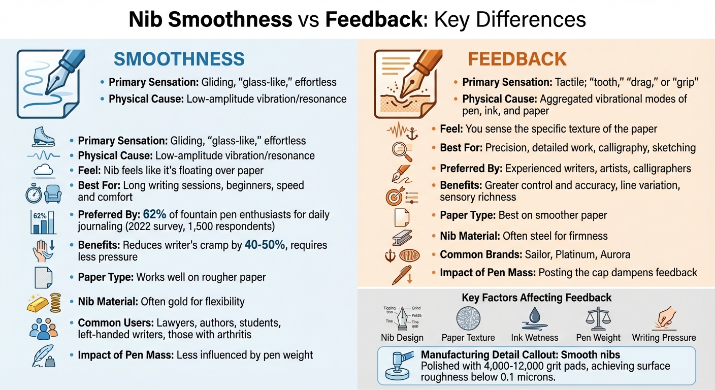 Fountain Pen Nib Smoothness vs Feedback Comparison Chart