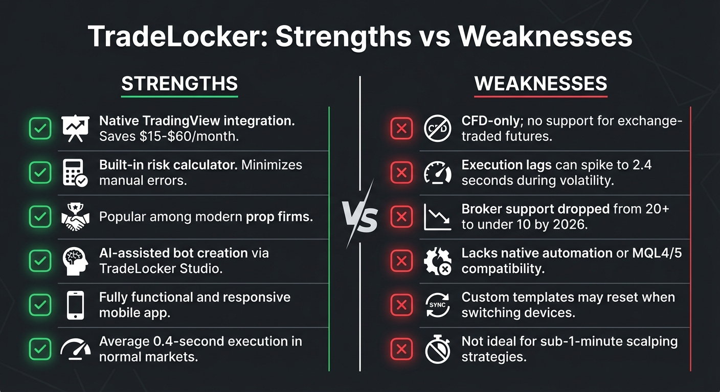 TradeLocker Strengths vs Weaknesses Comparison Chart