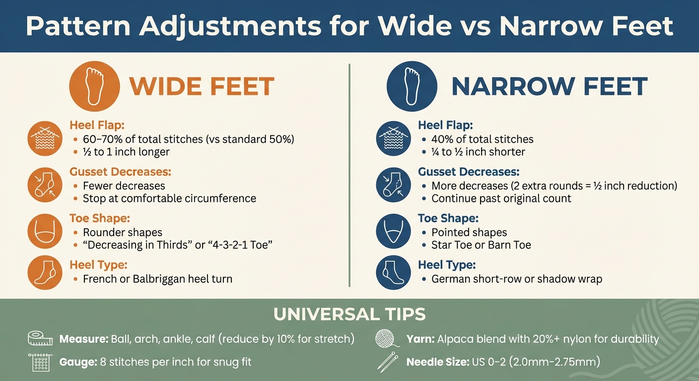 Sock Knitting Pattern Adjustments for Wide vs Narrow Feet