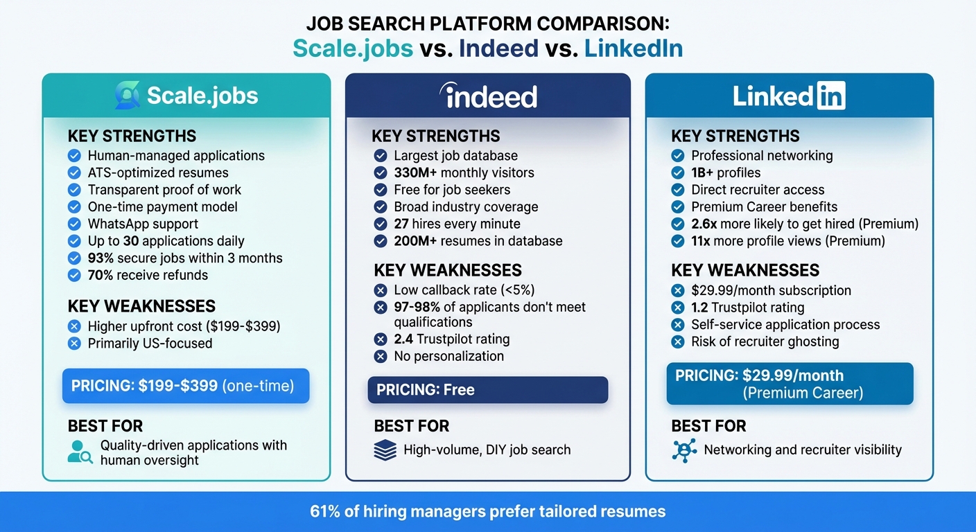 Scale.jobs vs Indeed vs LinkedIn Job Platform Comparison
