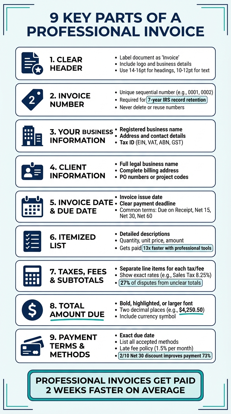 9 Essential Elements of a Professional Invoice Checklist
