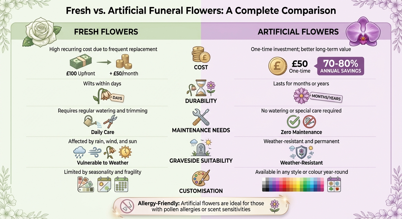 Fresh vs Artificial Funeral Flowers Cost and Durability Comparison