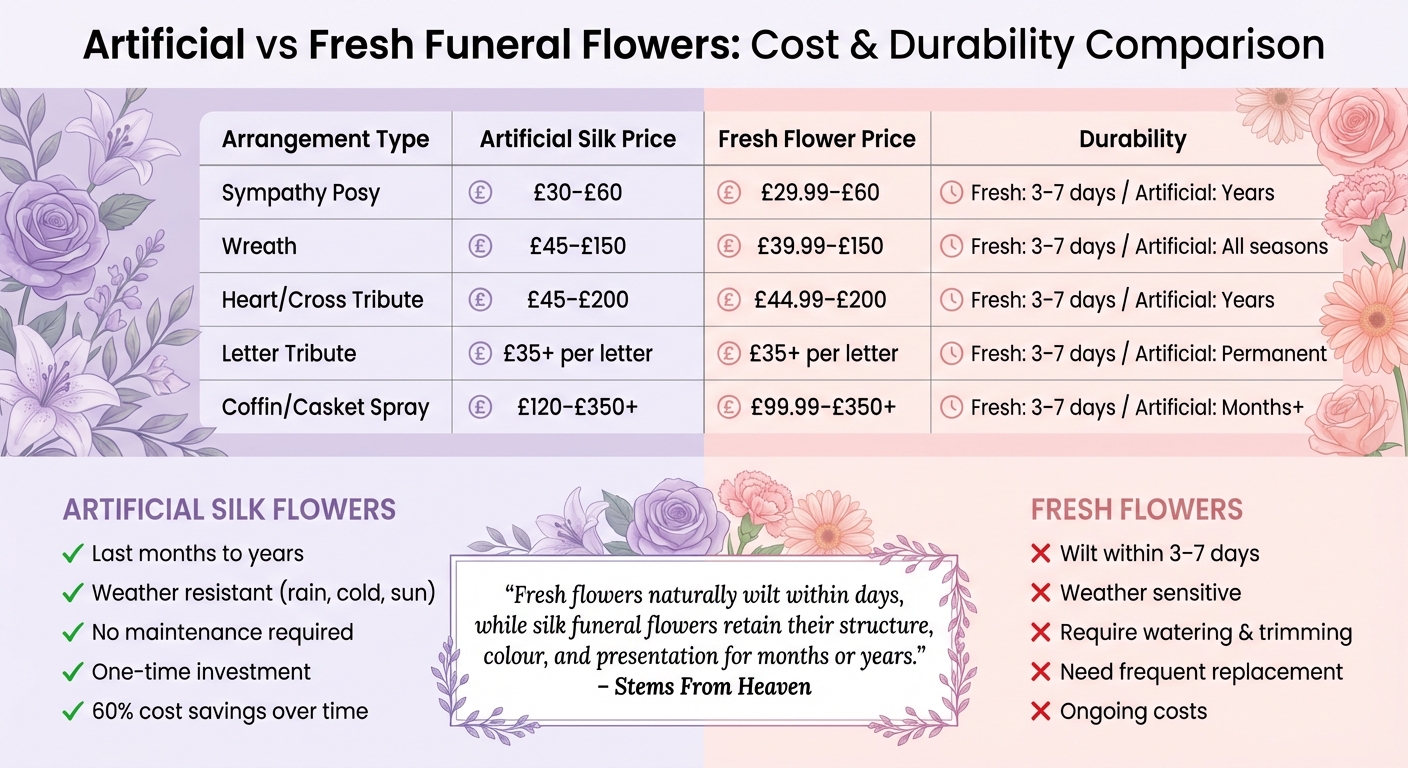 Artificial vs Fresh Funeral Flowers Cost and Durability Comparison