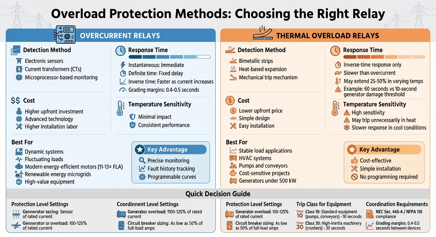 Overcurrent vs Thermal Overload Relays Comparison Chart