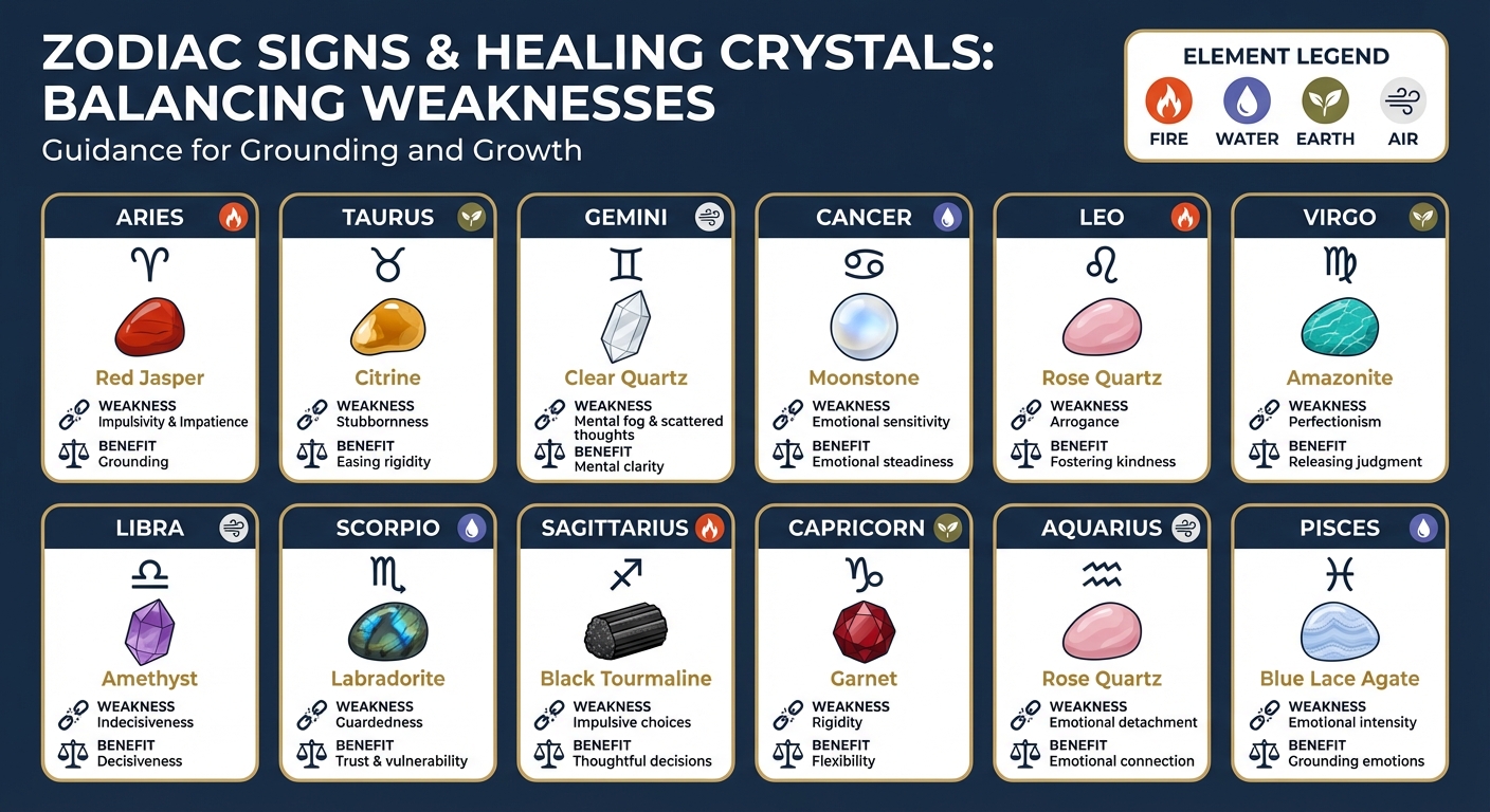 Zodiac Signs and Their Corresponding Healing Crystals Guide