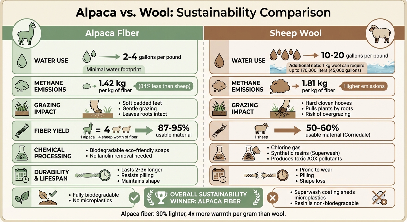 Alpaca vs Wool Sustainability Comparison: Environmental Impact Data