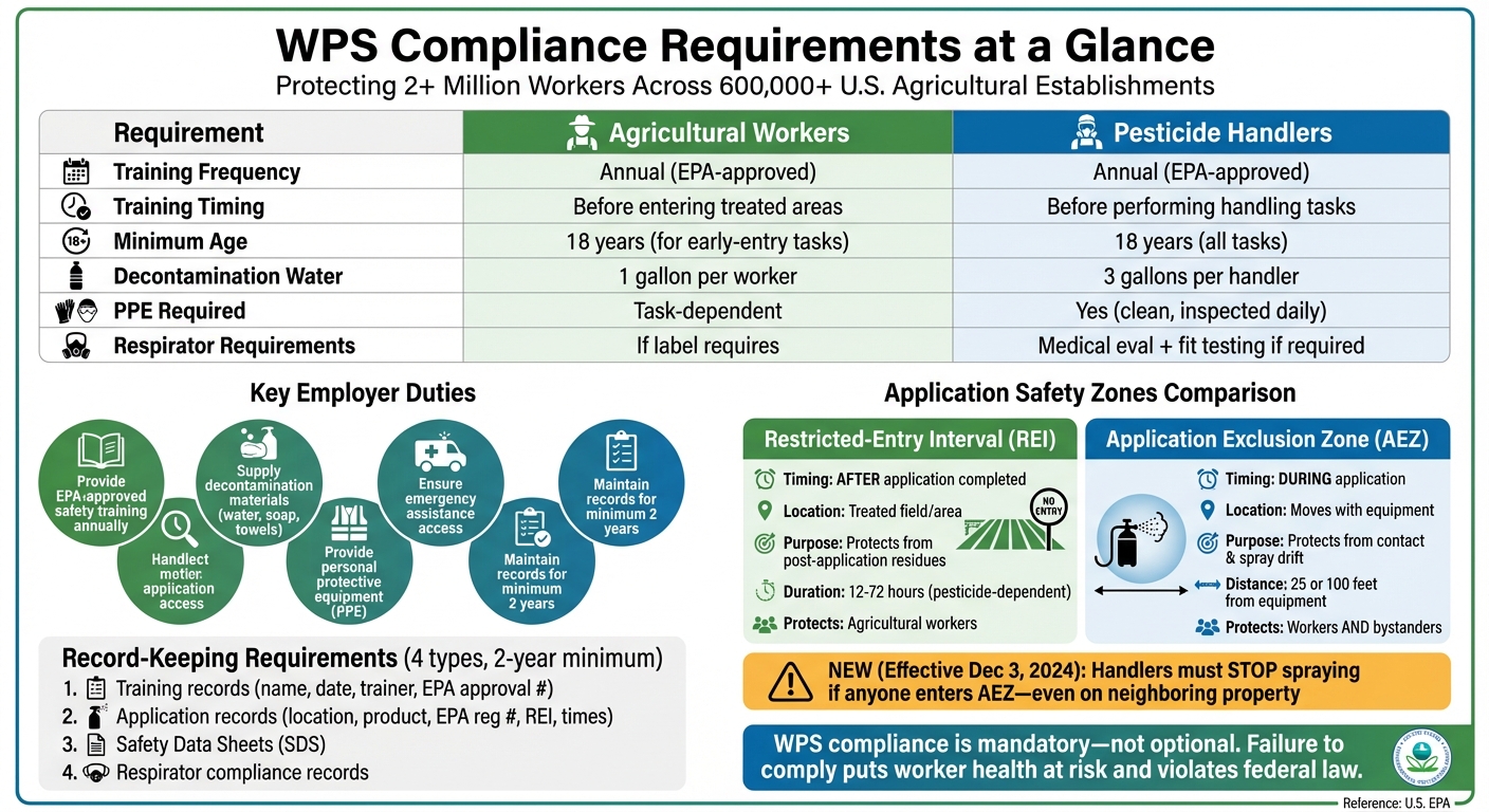 WPS Compliance Requirements Comparison Chart for Agricultural Workers and Pesticide Handlers