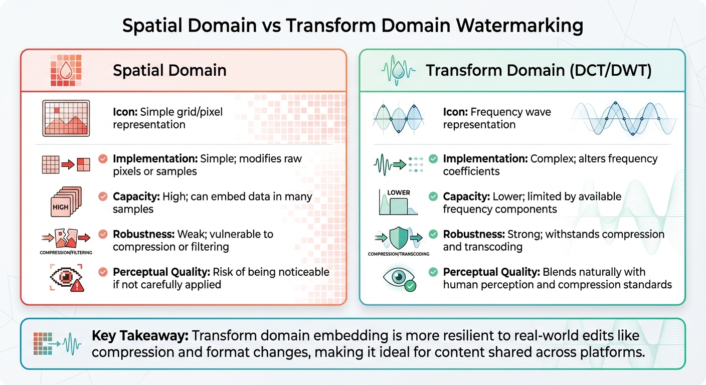 Spatial vs Transform Domain Watermarking: Key Differences