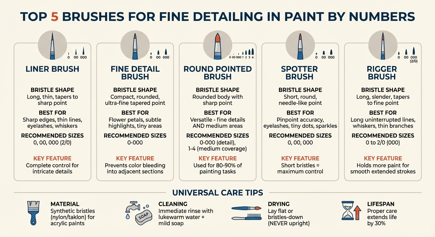 5 Best Brushes for Paint by Numbers Fine Detailing Comparison