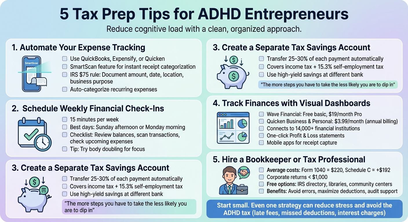 5 Tax Prep Tips for ADHD Entrepreneurs: Visual Guide