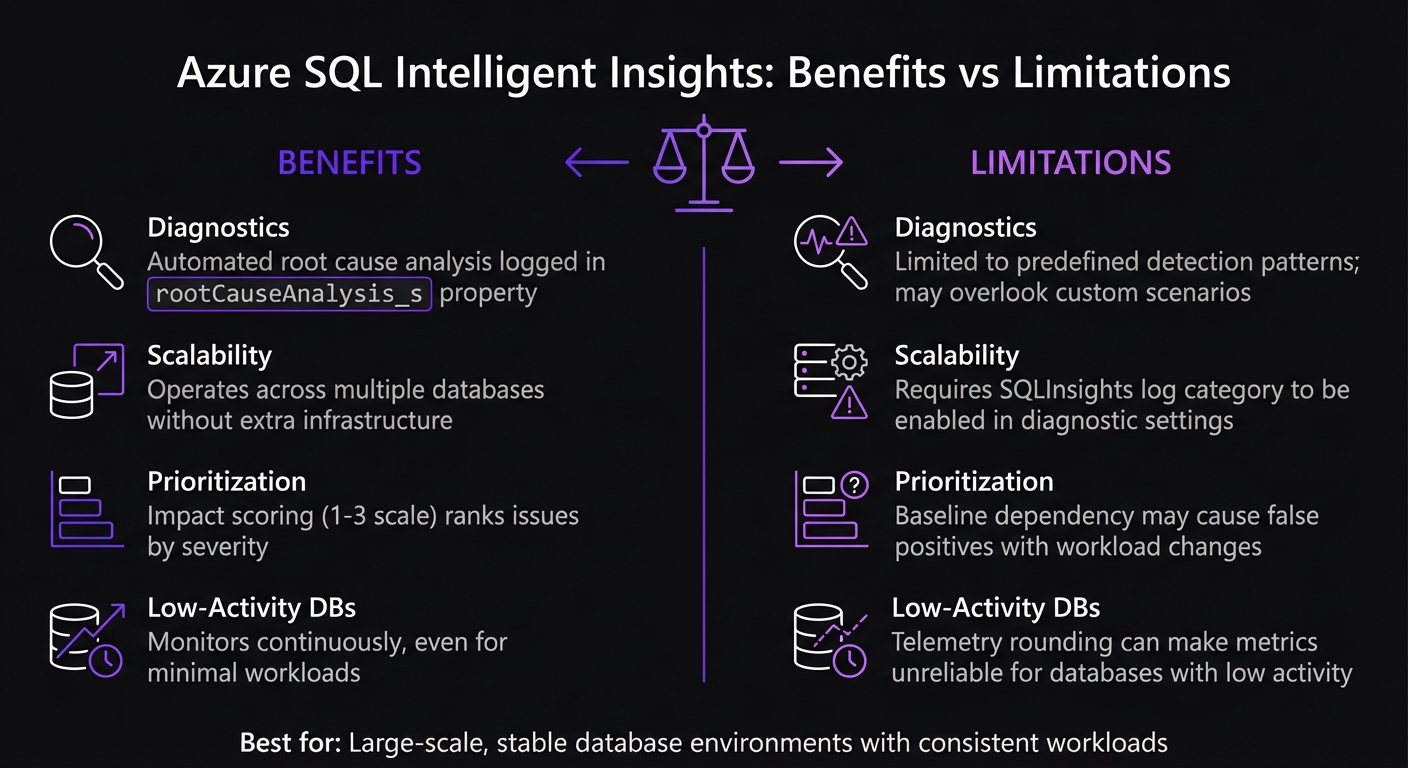 Azure SQL Intelligent Insights Benefits vs Limitations Comparison