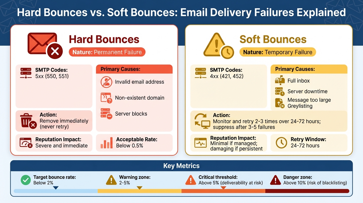 Hard Bounces vs Soft Bounces: Key Differences and Actions