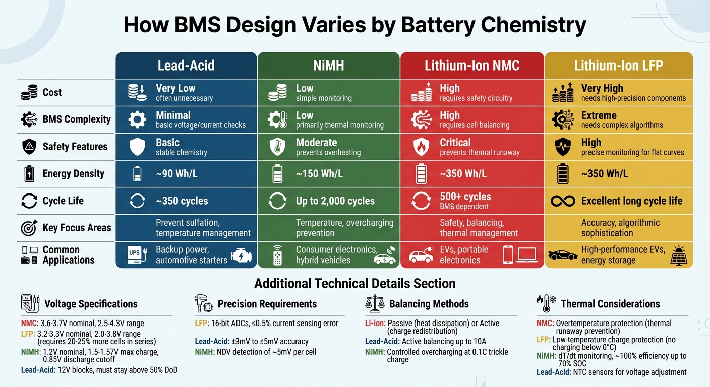 BMS Design Requirements Comparison Across Battery Chemistries