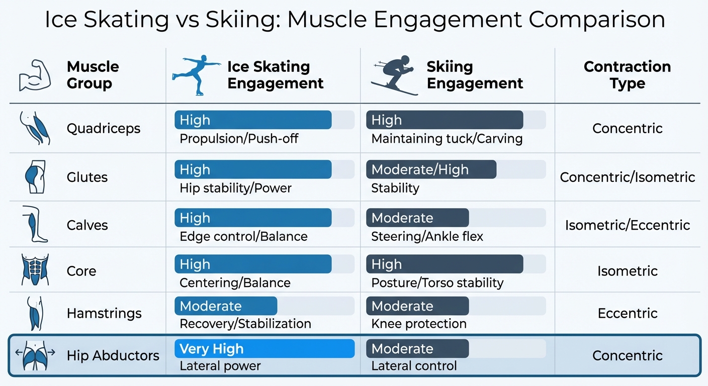 Luistelu vs Hiihto lihasten aktivaatiovertailukaavio