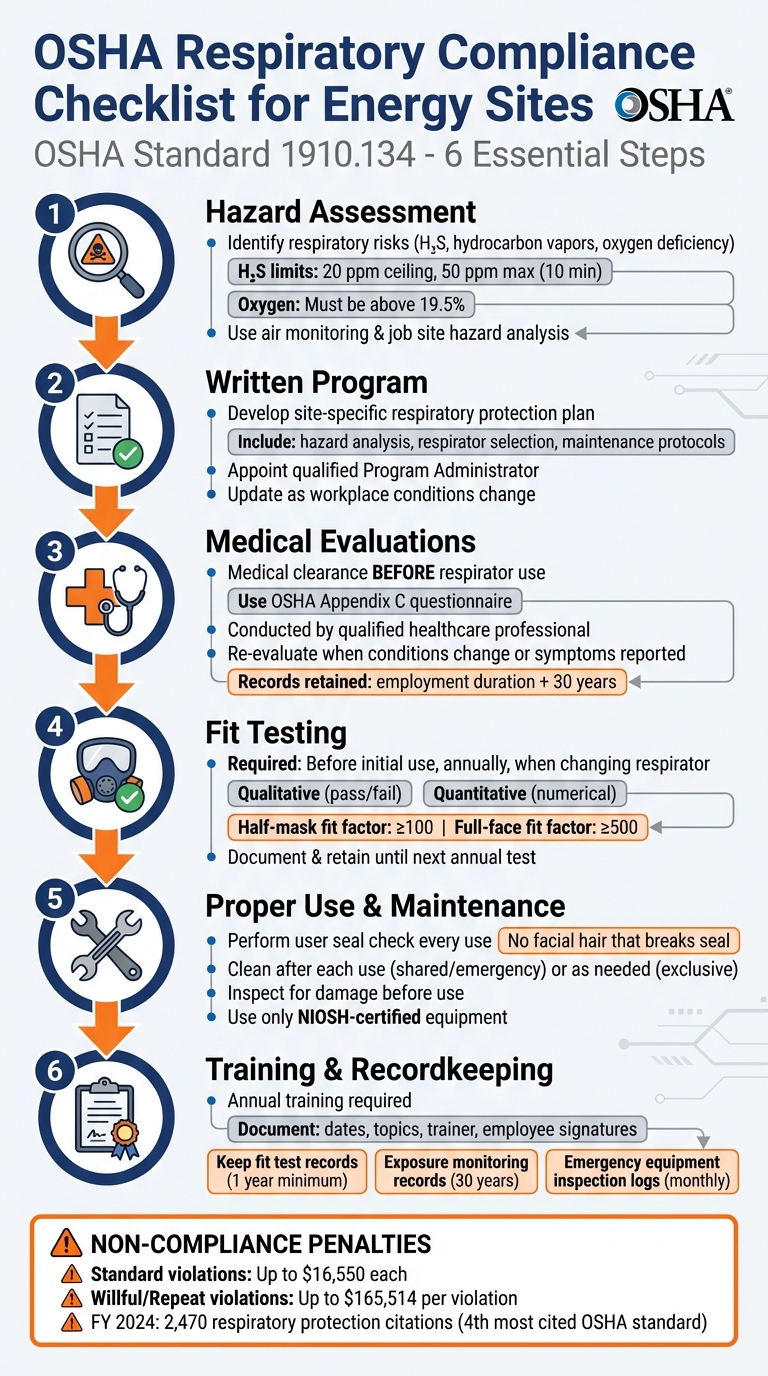 OSHA Respiratory Compliance 6-Step Checklist for Energy Sites