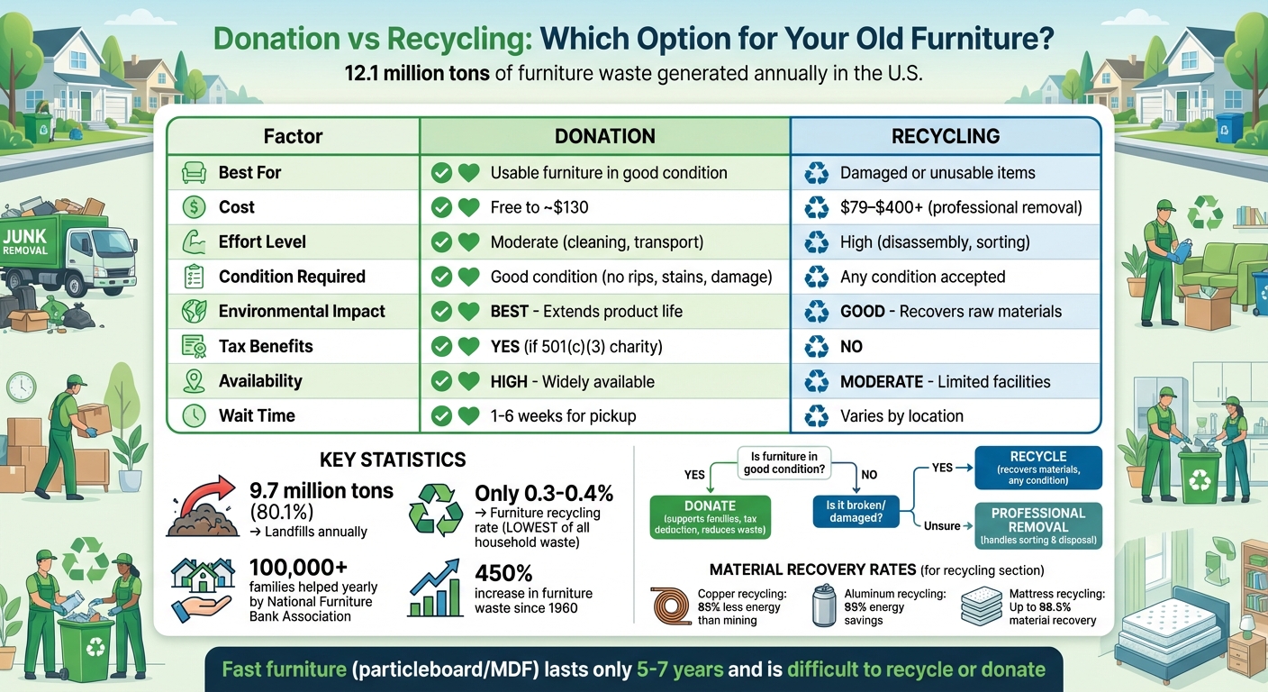 Donation vs Recycling for Old Furniture: Complete Comparison Guide