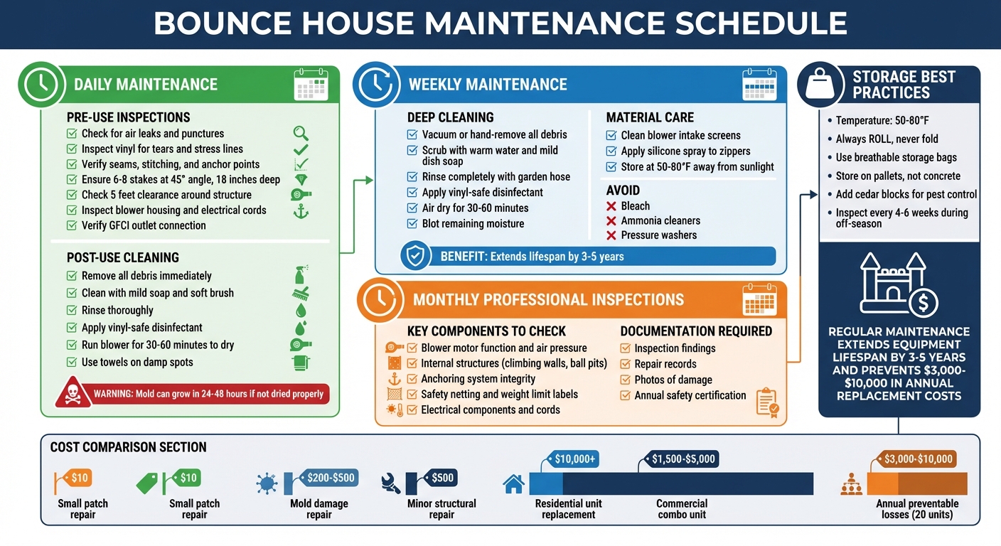 Bounce House Maintenance Schedule: Daily, Weekly, and Monthly Tasks