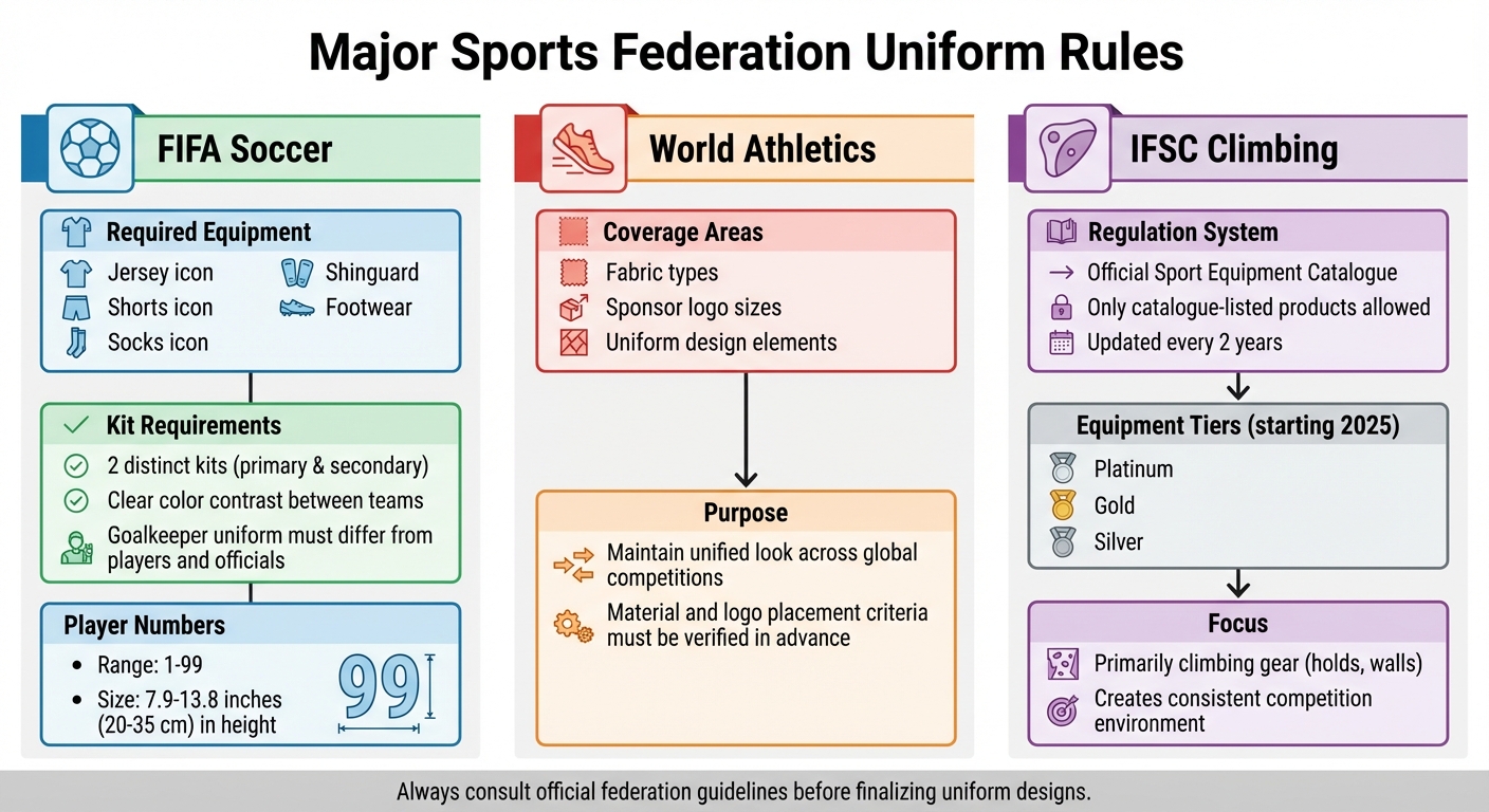 International Sports Federation Uniform Requirements Comparison Chart