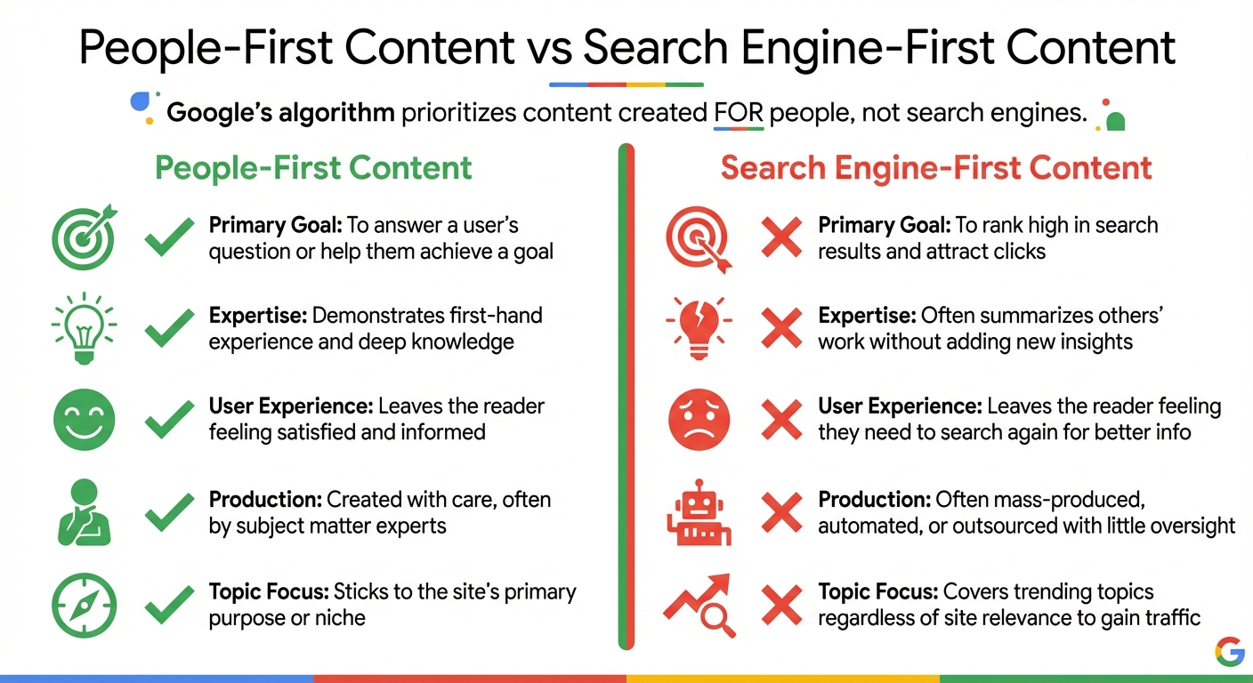 People-First vs Search Engine-First Content: Key Differences for Google's Helpful Content Update