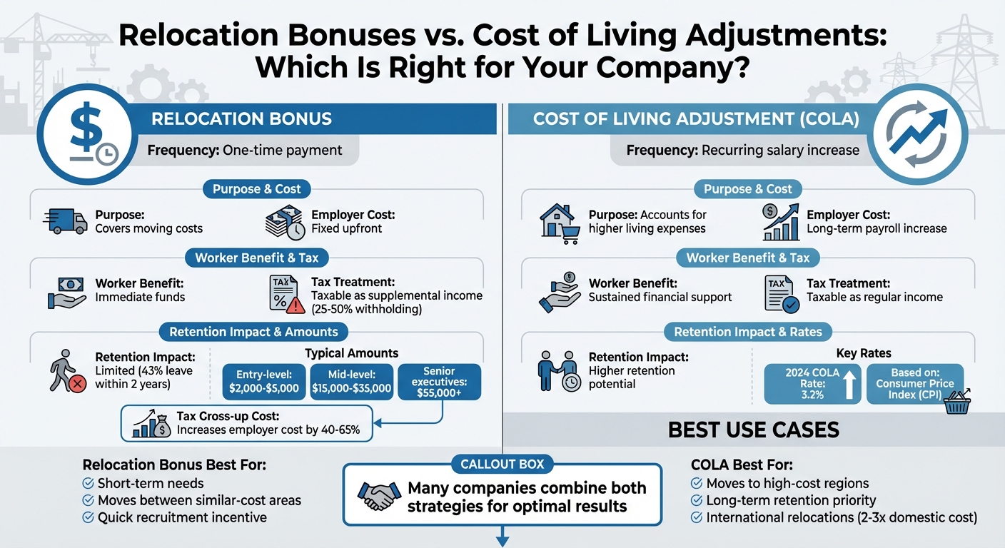 Relocation Bonuses vs Cost of Living Adjustments Comparison Chart