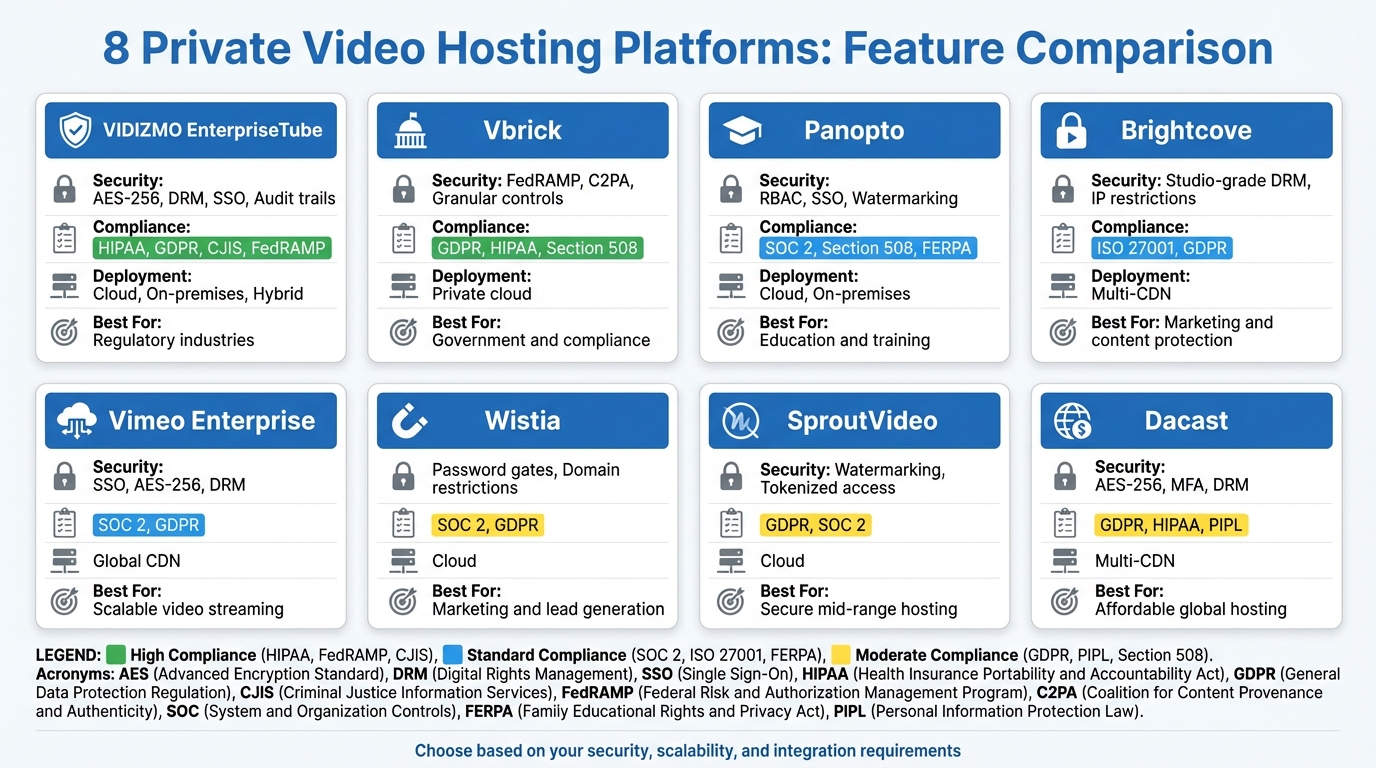 Comparison of 8 Private Video Hosting Platforms for Businesses