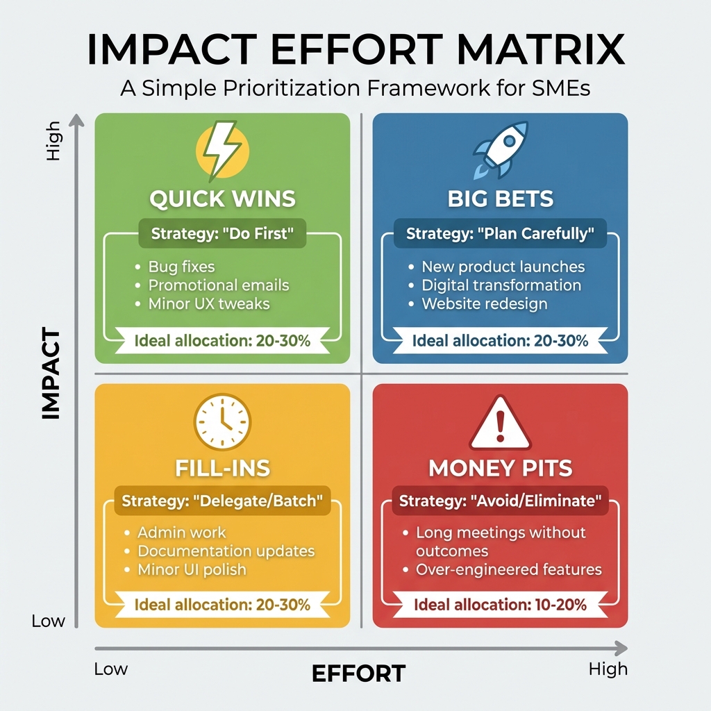 Impact Effort Matrix: 4 Quadrants for SME Task Prioritization