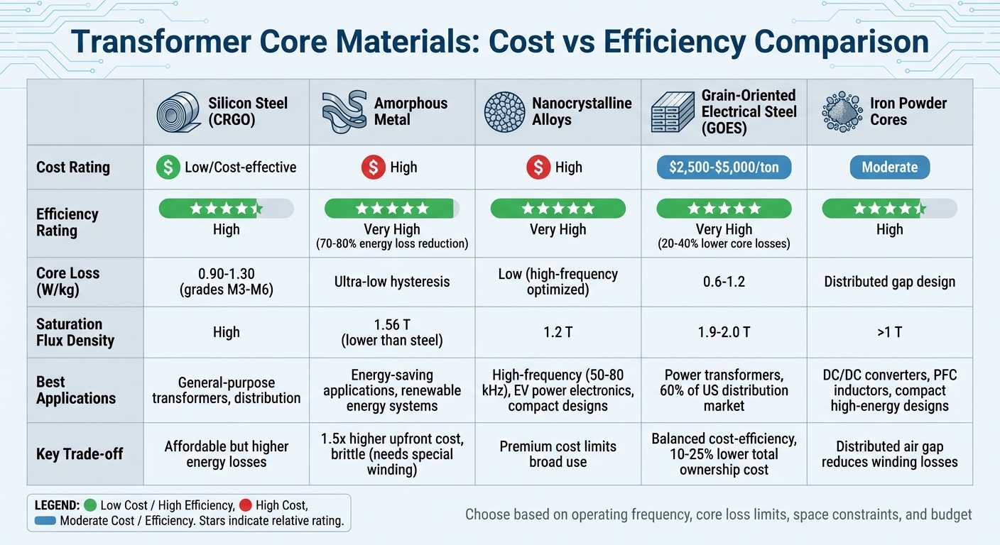 Transformer Core Materials Comparison: Cost vs Efficiency Guide