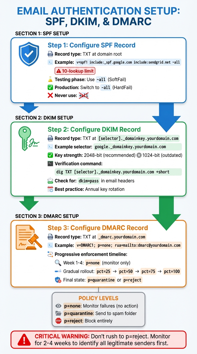 SPF DKIM DMARC Email Authentication Setup Process