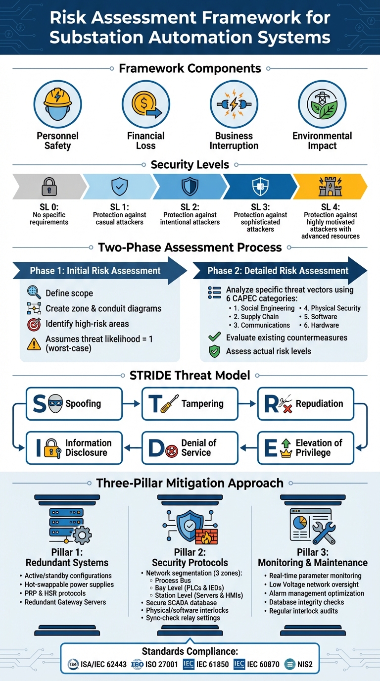 Substation Automation Systems Risk Assessment Framework and Mitigation Steps
