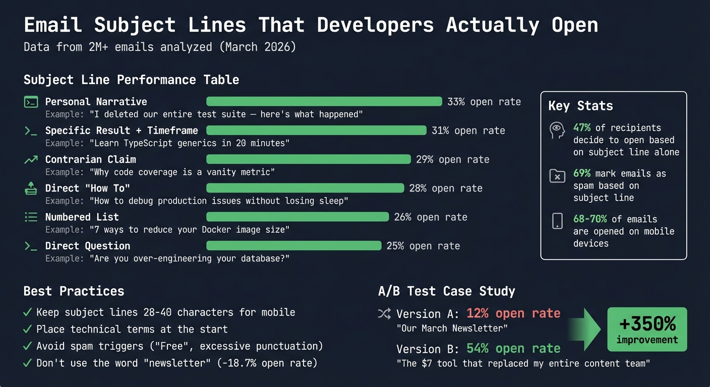 Email Subject Line Formulas and Open Rates for Developer Audiences