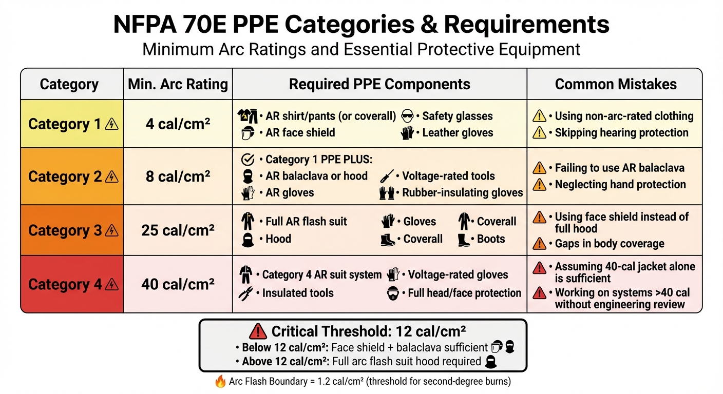 NFPA 70E PPE Categories: Arc Ratings and Required Equipment for Electrical Safety