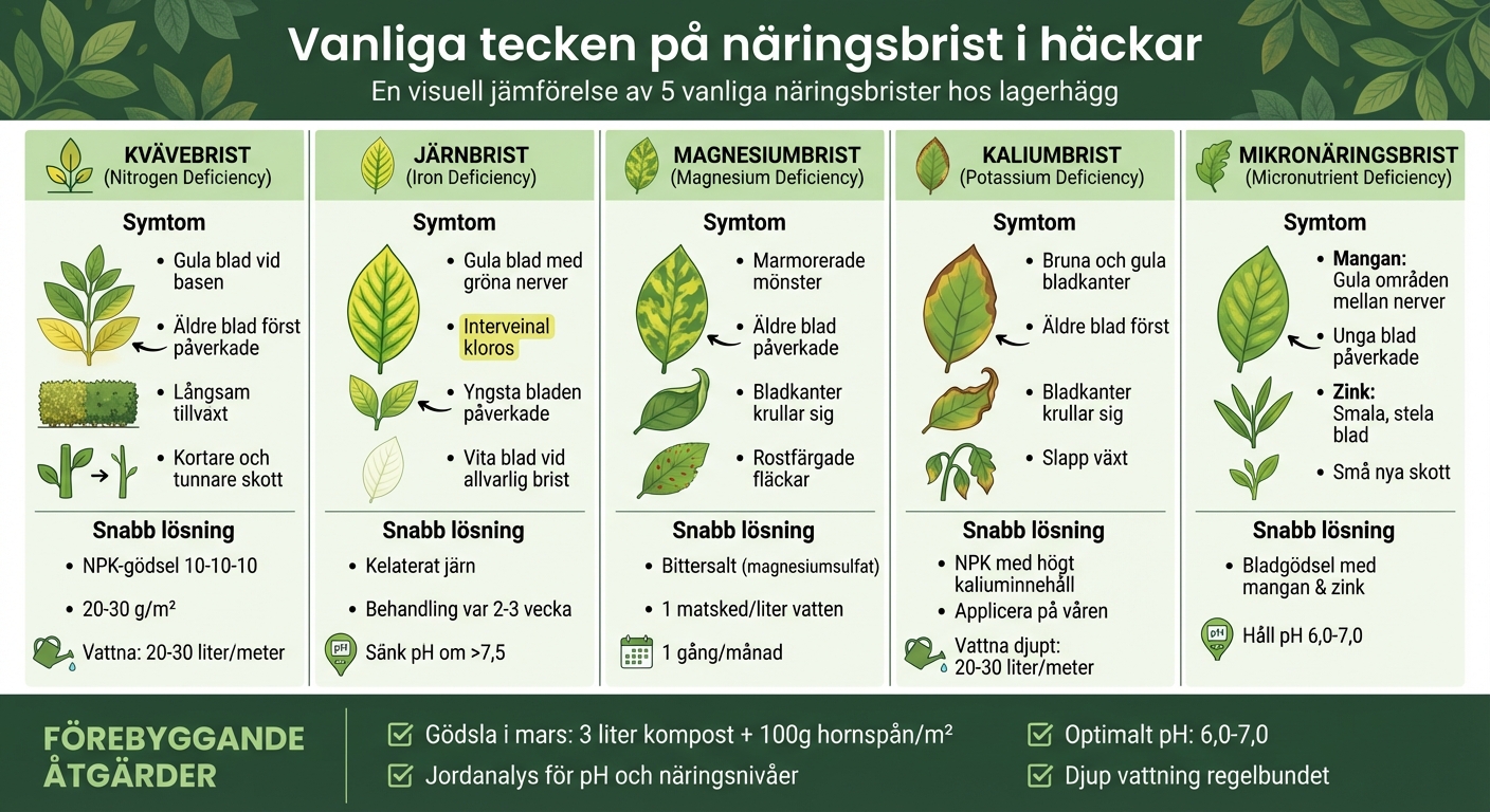 Guide till näringsbrist i häckar: symtom och lösningar