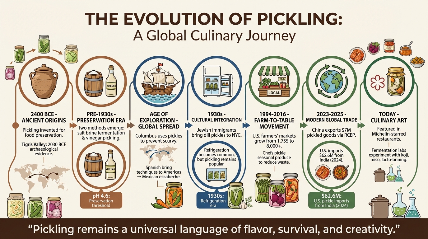 The Evolution of Pickling: From 2400 BCE to Modern Cuisine
