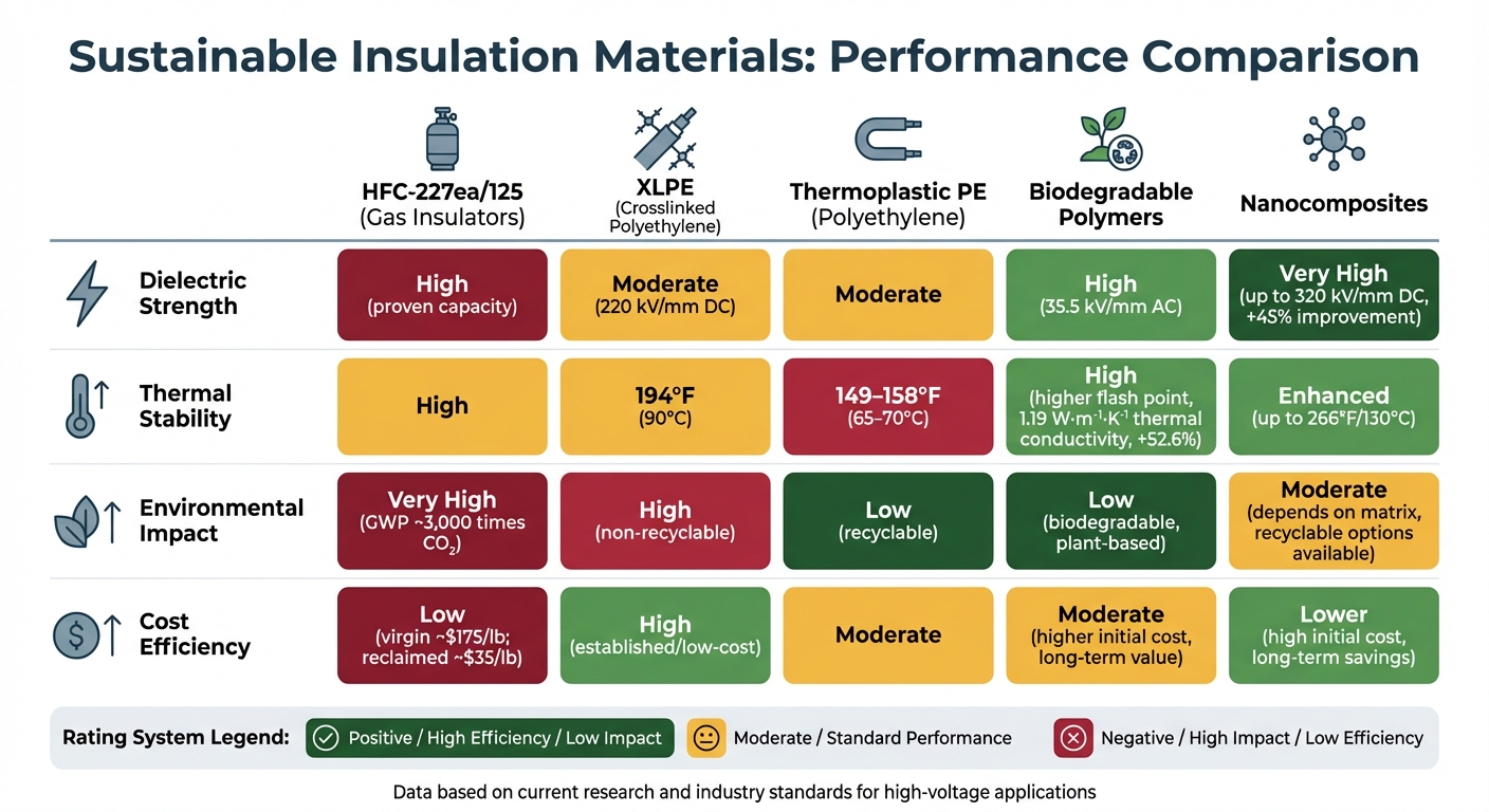 Comparison of Sustainable Insulation Materials for High Voltage Systems