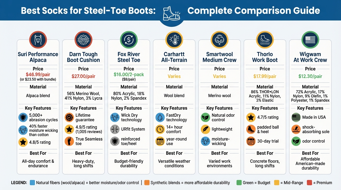 Best Socks for Steel-Toe Boots: Price, Material & Features Comparison