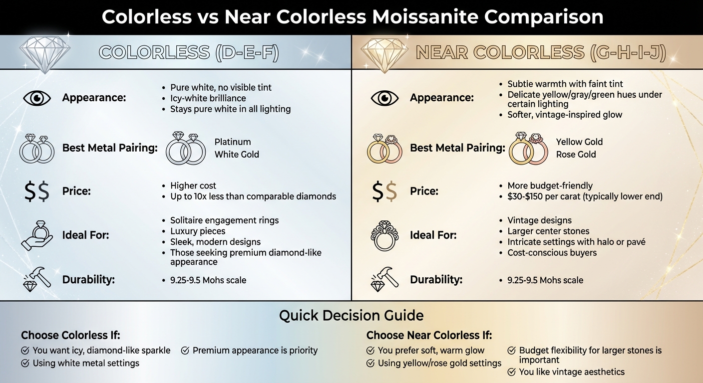 Colorless vs Near Colorless Moissanite Comparison Guide