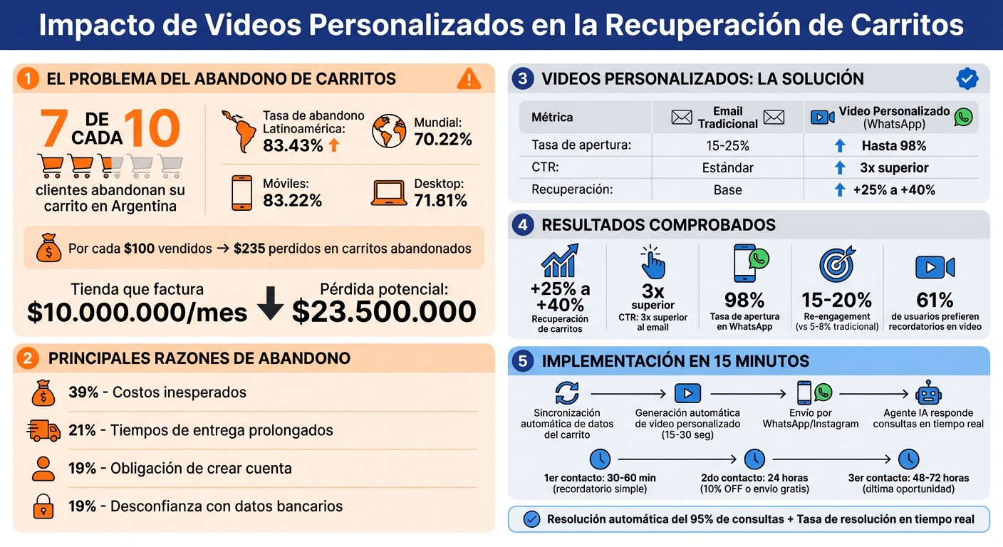 Estadísticas de Abandono de Carritos y Recuperación con Videos Personalizados en Argentina