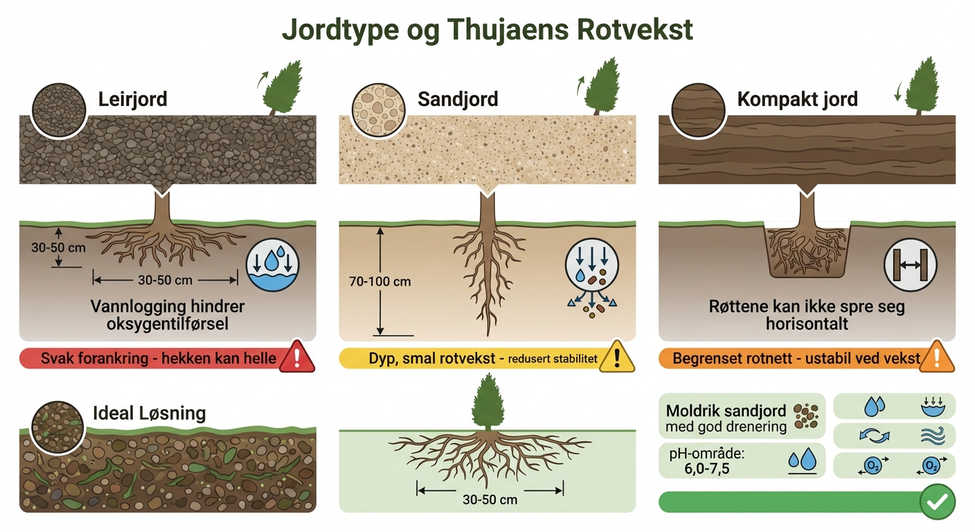 Hvordan jordtype påvirker thujaens rotvekst og stabilitet