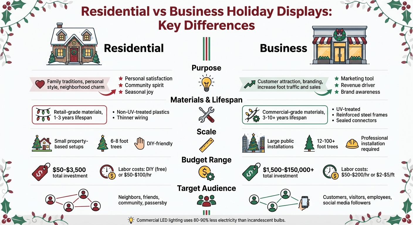 Residential vs Business Holiday Displays Comparison Chart