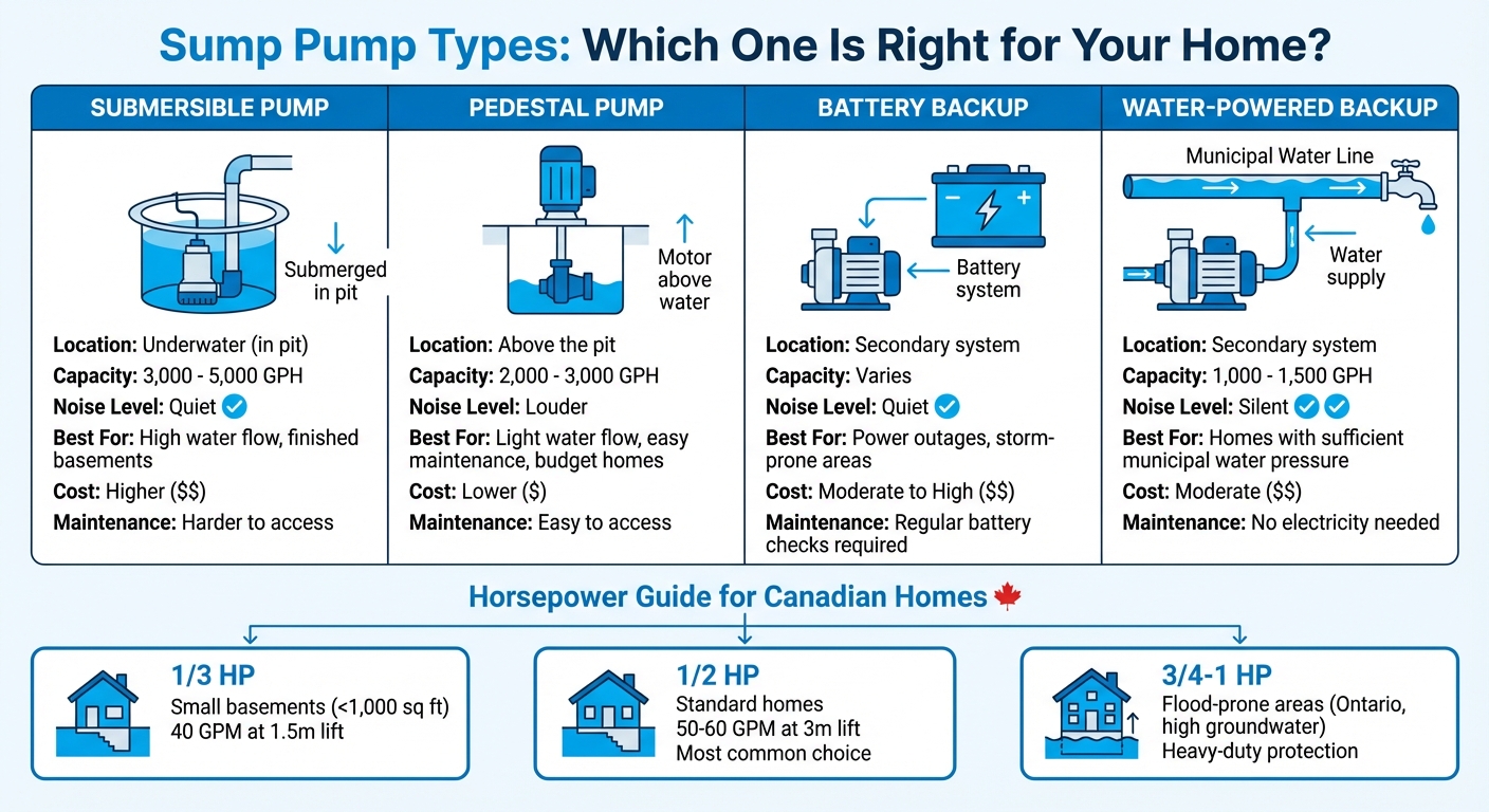 Sump Pump Types Comparison: Submersible vs Pedestal vs Backup Systems