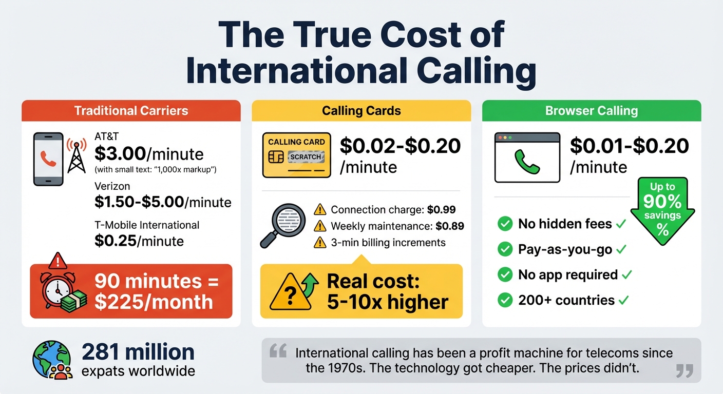 International Calling Costs Comparison: Traditional Carriers vs Browser Calling