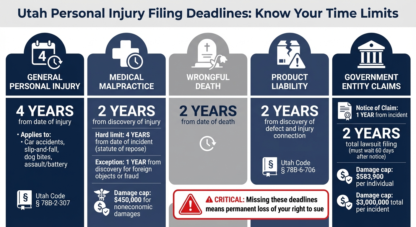 Utah Personal Injury Claim Filing Deadlines by Case Type