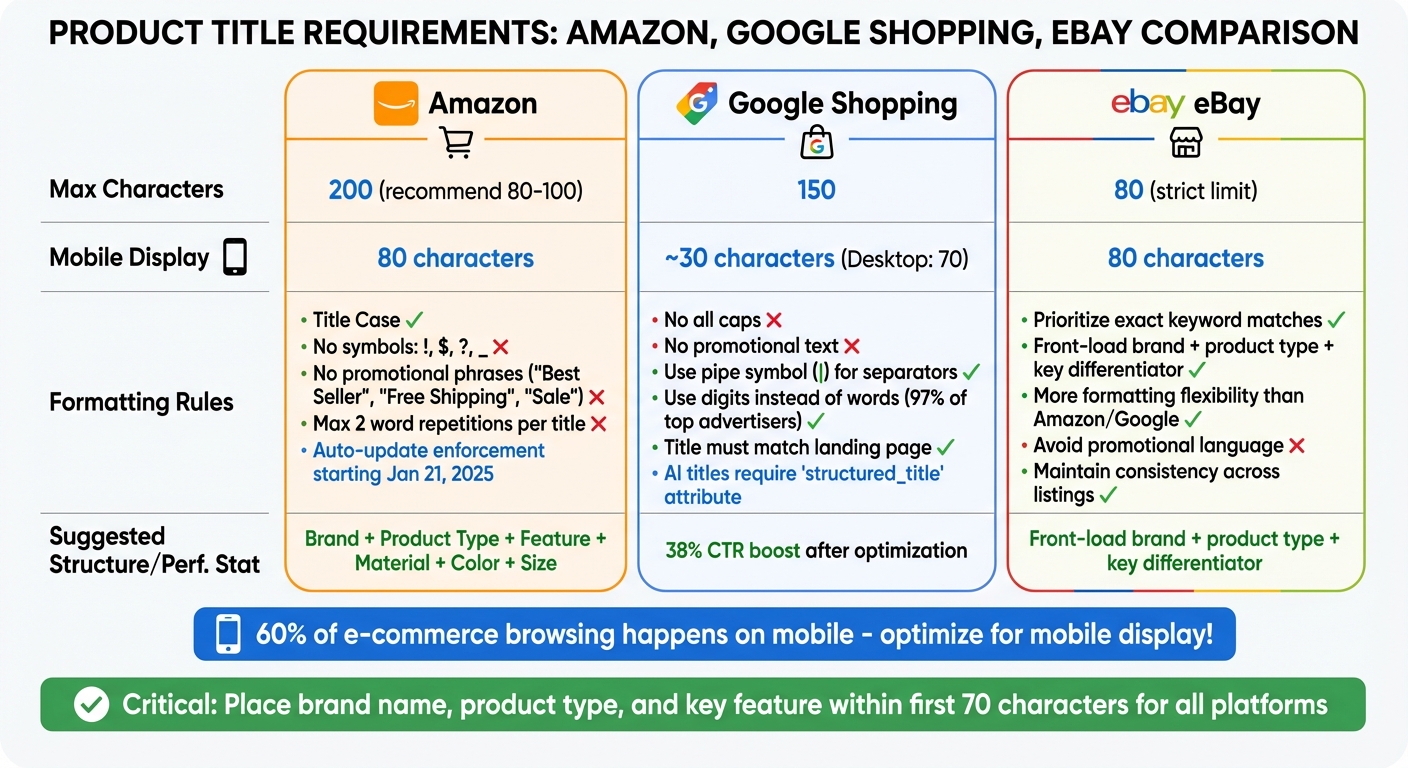 E-commerce Platform Product Title Requirements Comparison Chart