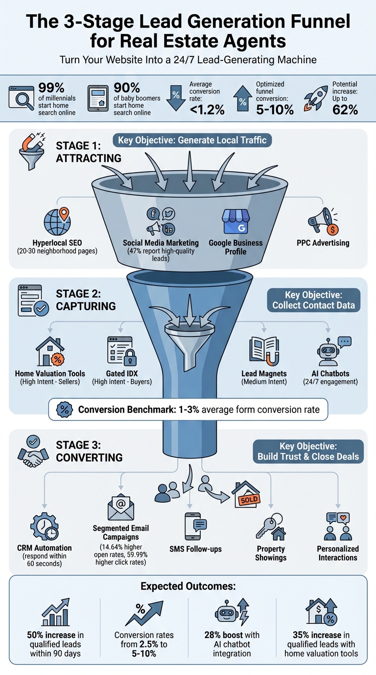 Real Estate Lead Generation Funnel: 3-Stage Process for Converting Website Visitors