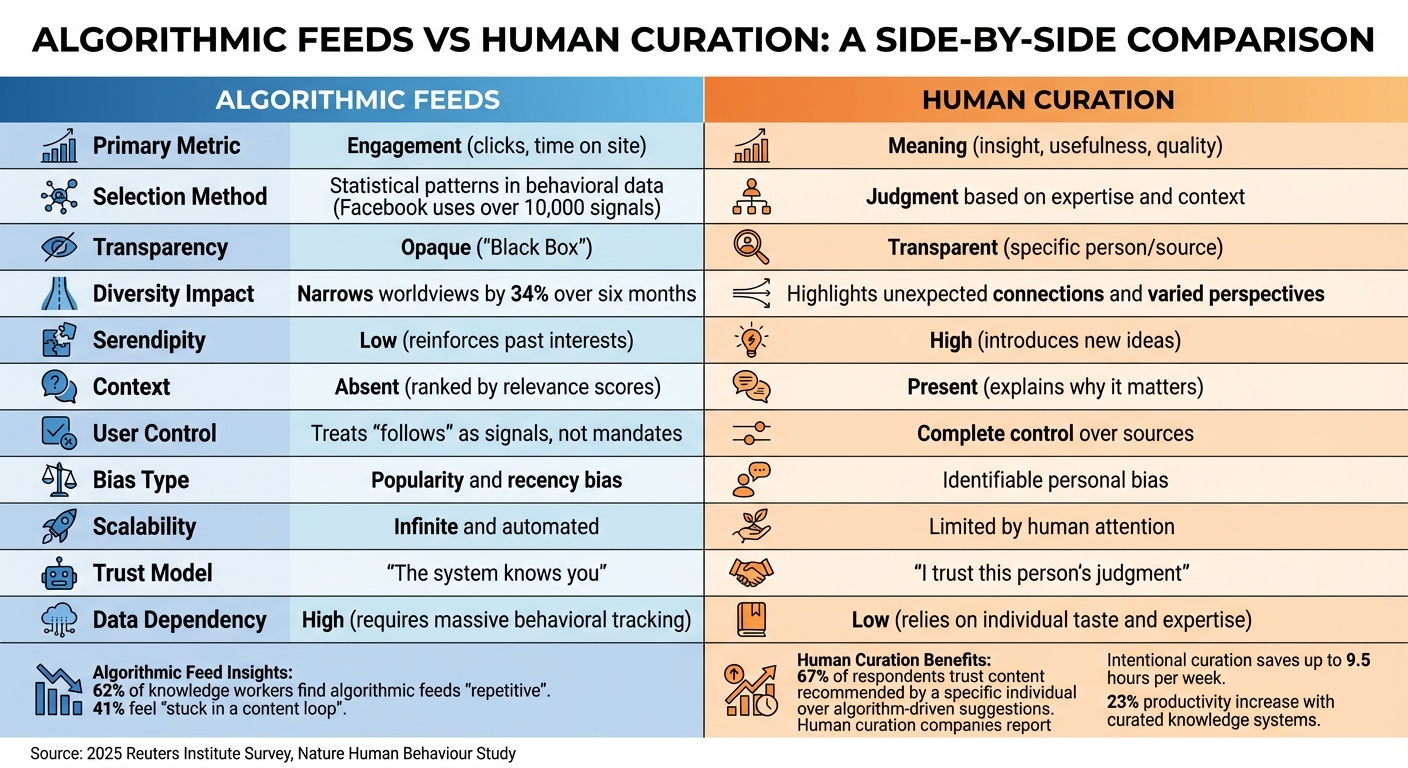 Algorithmic Feeds vs Human Curation: Complete Comparison Chart