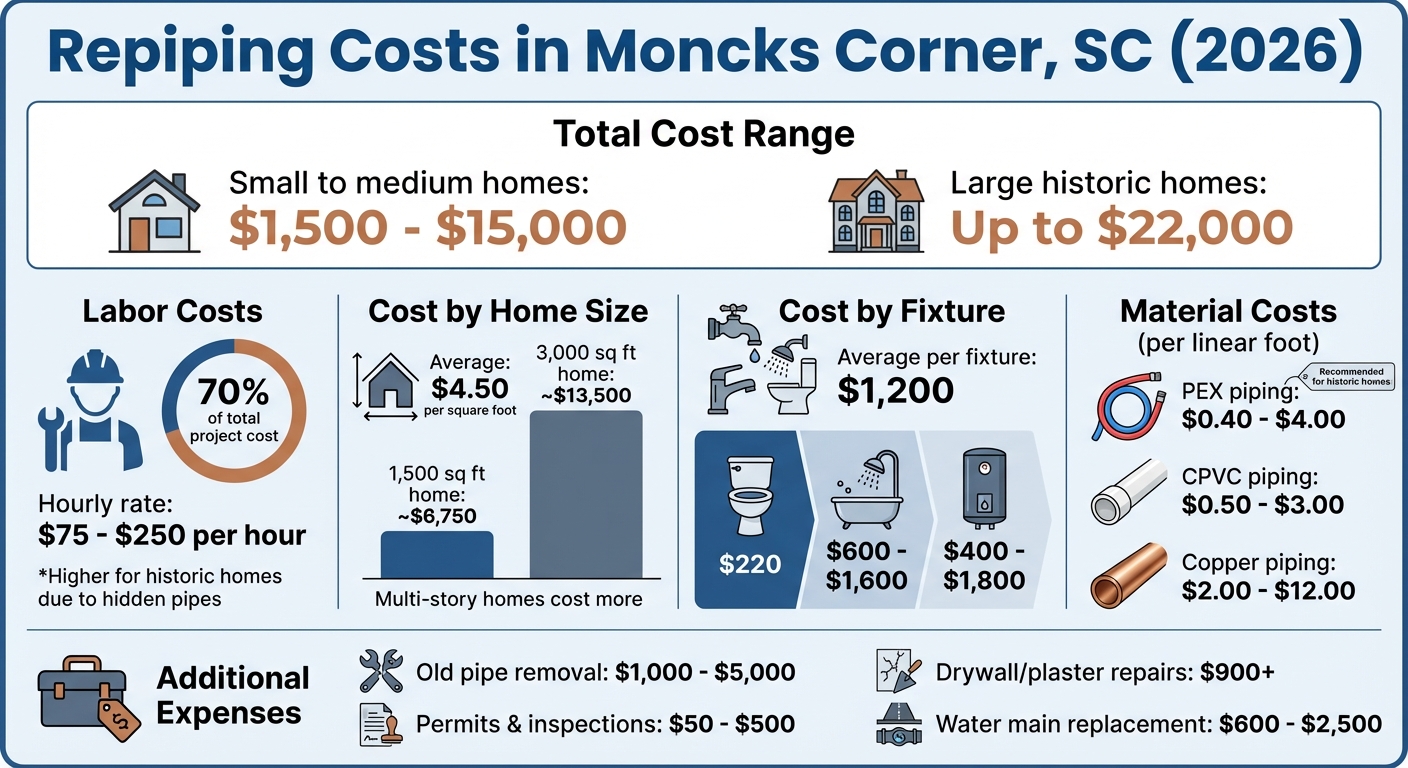 Repiping Cost Breakdown for Historic Homes in Moncks Corner SC