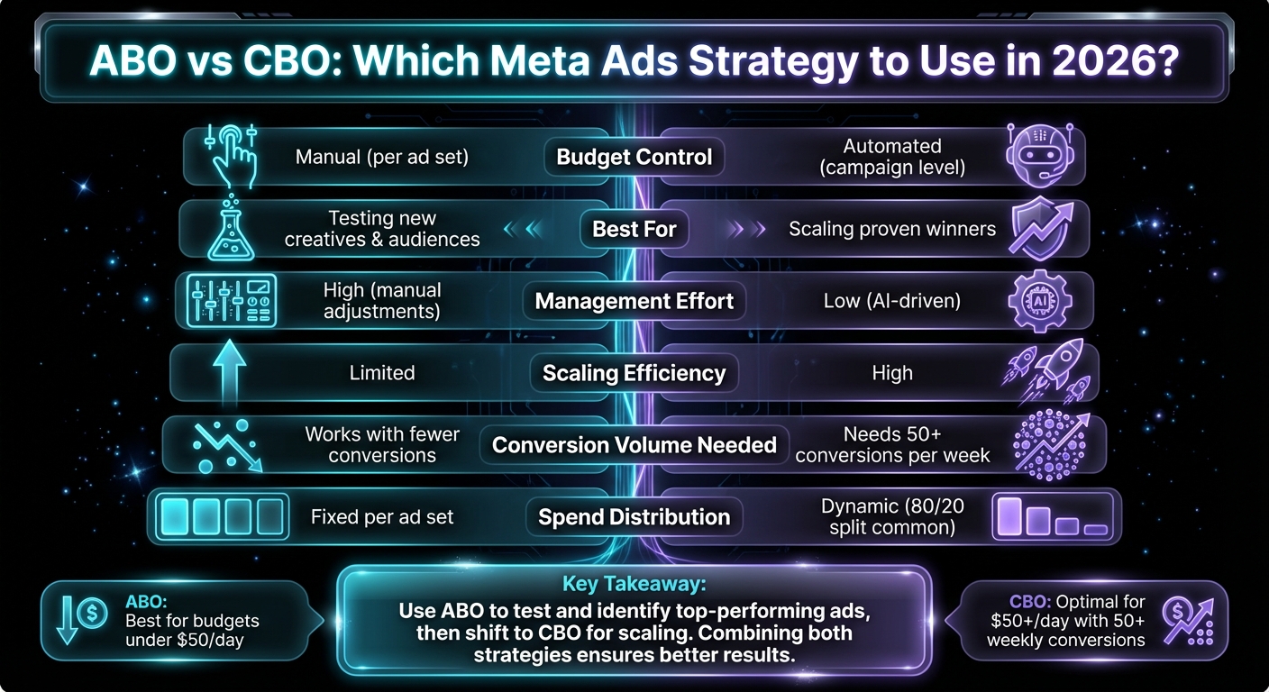 ABO vs CBO Meta Ads Comparison: Budget Control, Use Cases, and Scaling Efficiency